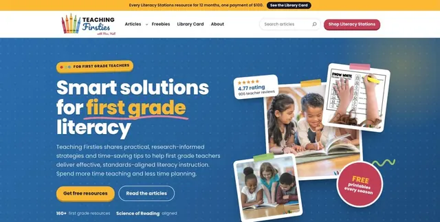 The Teaching Firsties website: first grade literacy articles and free resources