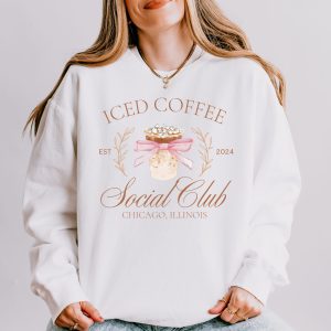 iced coffee sweatshirt gift for coffee lover in comfort colors 1466 white crewneck