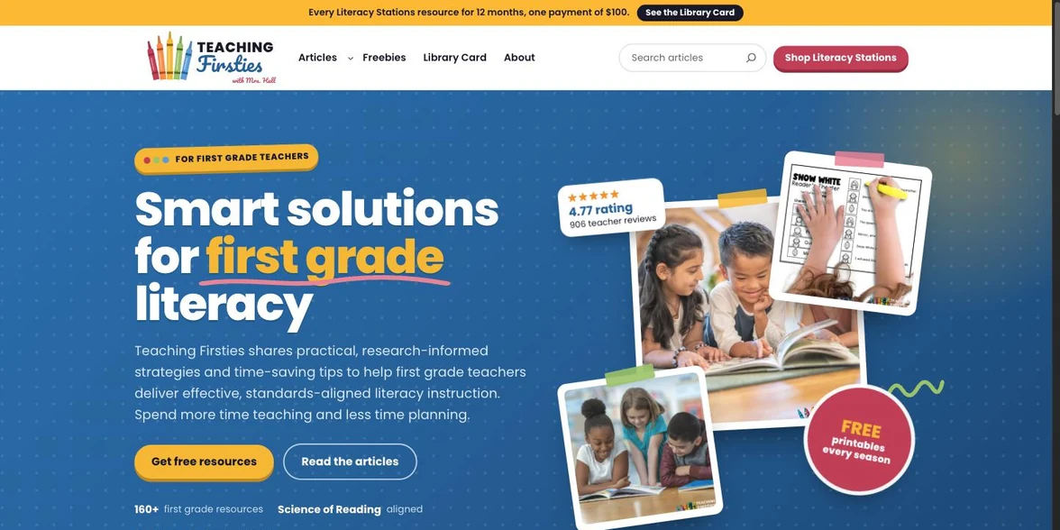 The Teaching Firsties website, first-grade literacy articles and free resources